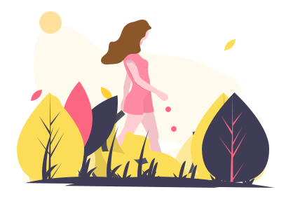 Take Action, image shows woman walking through nature